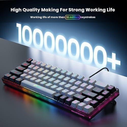 GEODMAER 65% Gaming Keyboard, Wired Backlit Mini Keyboard, Ultra-Compact Anti-Ghosting No-Conflict 68 Keys Membrane Gaming Wired Keyboard for PC Laptop Windows Gamer thumbnail 3
