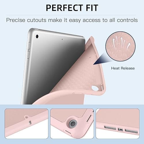 Mastten Compatible with iPad 9th/8th/7th Generation Case, for iPad 10.2 Inch Case with Pencil Holder, TPU Smart Stand Back Cover 2021/2020/2019, Auto Wake/Sleep, Rose Pink thumbnail 5