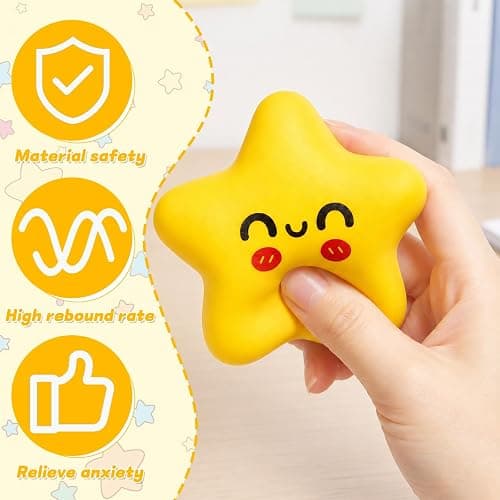 Natonhi 36 Pack Back to School Gifts for Students, Yellow Smile Squeeze Star Squishy Stress Balls Bulk with Blessing Cards for First Day of School Classroom Prizes Party Favors Exchange Gifts thumbnail 6