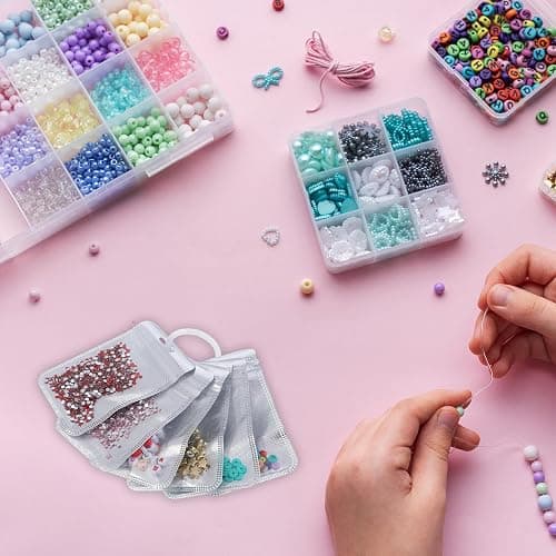 Shimmeroo 100Pcs Diamond Beads Storage Bags, Pouches for DIY Diamond Art | Reusable Jewelry Earring Painting Storage Accessories, Bead and Gem Organizer for DIY Craft, 4.33 x 2.76 Inch thumbnail 6