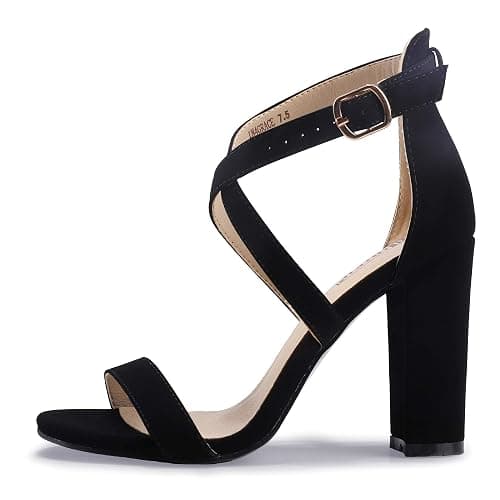 IDIFU Women's Chunky High Heel Sandal Strappy Open Toe Ankle Strap Dress Shoes for Women Bridesmaid Ladies in Wedding Bridal Evening Homecoming Prom thumbnail 4