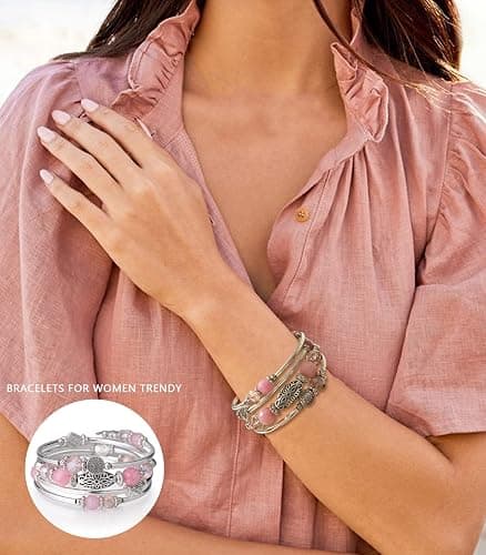 FULU AUTUMN Stackable Beaded Bracelets for Women Boho Wrap Silver Bracelet Layered Fashion Jewelry Gifts for Her thumbnail 4