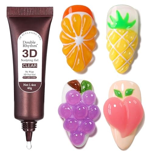Double Rhythm 3D Gel Nail Art Sculpting Gel Glue No Wipe for Drawing,Molding, Sculpture,DIY Design Decoration 40g (1.4 Oz Clear) - Image 1