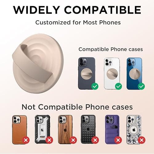 COFFKER Magnetic Phone Grip Ring Holder, Liquid Silicone Magnet Cell Phone Grip Finger Loop, Compatible with Magsafe, Back of Phone for iPhone 17/16/15/14/13/12 Series, Oat thumbnail 7