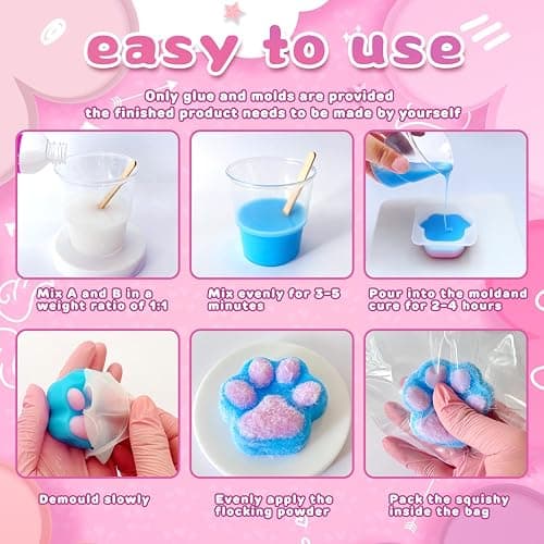 HOOLYUK Taba Squishy Kit, DIY Squishy Making Kit 1:1 AB Liquid Silicone, FuFu Squishy Kit with Mold - Stress Relief Entertainment Gifts for Any Occasion thumbnail 3