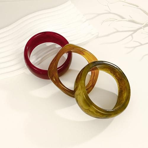 HUAYUNFANG Chunky Resin Bracelet for Women Vintage Tortoiseshell Resin Bangle Bracelets Set Wide Acetate Wristband Acrylic Bracelet Statement Jewelry thumbnail 3