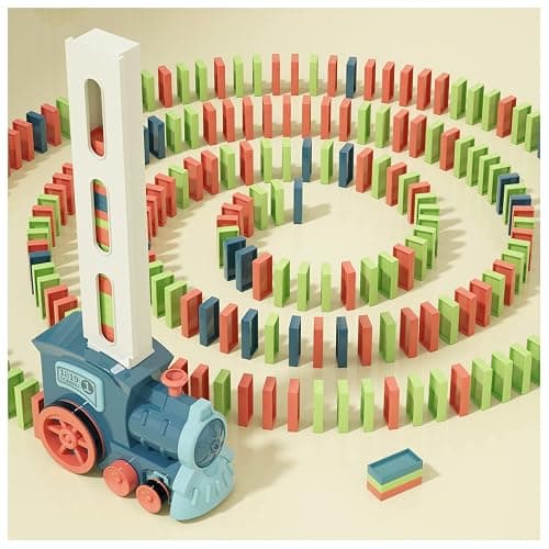PREPHY Domino Train Toys Kids Games - Automatic Stacking Creative Game 3+ Year Old - Stem Montessori Toy for Boys 4-6 - Summer Autistic Christmas Birthday Gifts 5 6 Toddler Ages 4-8 - Image 1