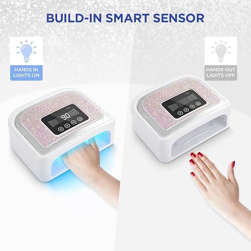 Aedavey Cordless Nail Lamp, Rechargeable UV Nail Lamp for Gel Nails, LED Nail Lamp with 4 Timer Modes, Gel Nail Light Decorate with Sparkling Nail Rhinestones Diamond (Sparkly Diamond and White) thumbnail 7