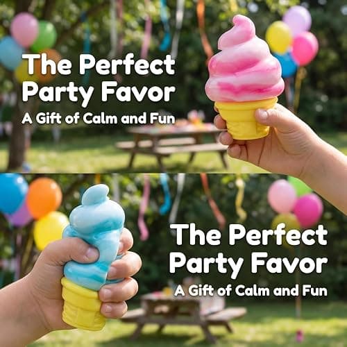 Ice Cream Squeezer Slow Rebound Stress Relieving Toy: Cone Sensory Stress Relieving Tool, Easter Basket Filler, Party Gift Stress Relieving Item thumbnail 4