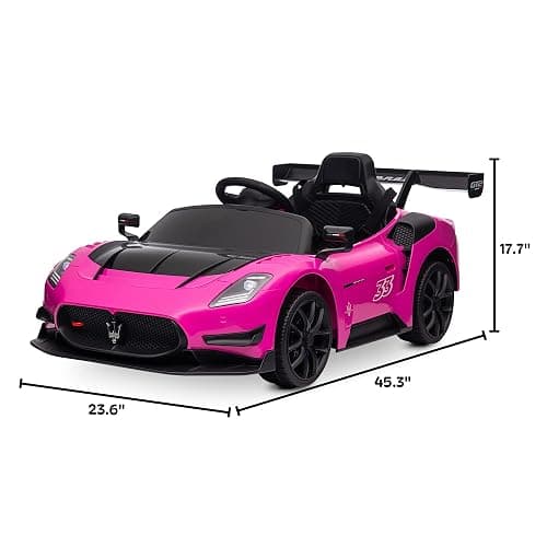 Kidzone 12V Ride On Car for Kids,Licensed Maserati GT2 Electric Battery Powered Sports Car Toy w/Remote Control & Manual Drive, LED Lights, Bluetooth & USB & AUX Port - Pink thumbnail 2
