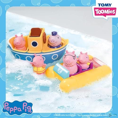 Toomies Peppa Pig Bath Toys - Peppa’s Boat Adventure Bath Toy Set - Includes 2 Boat Toys and 5 Peppa Pig Figures - Peppa Pig Toy Boats - Toddler Bath Toys for 18 Months and Up thumbnail 4