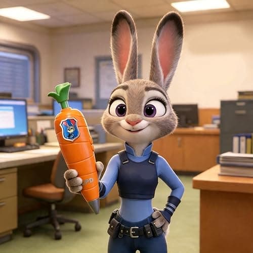 MINISO Zootopia Judy Garry Cartoon Recording Ballpoint Pen, Carrot and Snake Design, Voice Recorder Feature push-button writing ballpoint pen (Judy) thumbnail 4