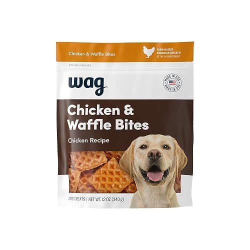 Amazon Brand - Wag Dog Treats, Chicken and Waffle Bites, 12 oz Resealable Pack of 1 - Image 1
