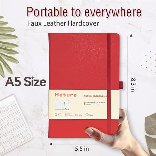 Heture 8 Pack Lined Journal Notebooks, A5 Hardcover Notebooks, 5.5 x 8.3 inch, 100GSM,160 Pages, Classic College Ruled Notebooks for Writing/Work/Travel/College (Assorted Color) thumbnail 2
