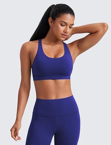 CRZ YOGA Naked Feeling Strappy Padded Sports Bras for Women - Fitness Workout Top Criss Cross Back Yoga Cami thumbnail 2
