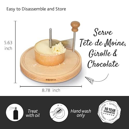 BOSKA Cheese Curler Amigo - The Original with 10-year Warranty - Cheese Wheel for i.a. Tete de Moine, Girolle & Chocolate - Cheese Shaver made of Stainless Steel thumbnail 3