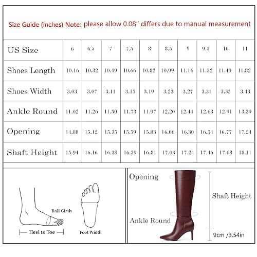 Easyfox Knee High Boots Women Pointed Toe Tall Boots 3 In Stiletto High Heel Long Boots Side Zipper Dress Knee High Boots thumbnail 8