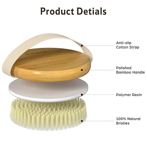 Metene 2 Pack Bamboo Dry Body Brushes, Shower Brush Wet and Dry Brushing, Dry Brush for Cellulite and Lymphatic, Body Scrubber with Soft and Stiff Bristles, Suitable for All Kinds of Skin thumbnail 6