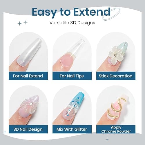 SUPWEE Clear and Pearl White Nail Extension Gel 3D Nail Art Sculpture Gel | 3d Sculpture Gel Hard Gel with Silicone Pen for Carving Patterns Decoration Home Manicure DIY for Women thumbnail 3