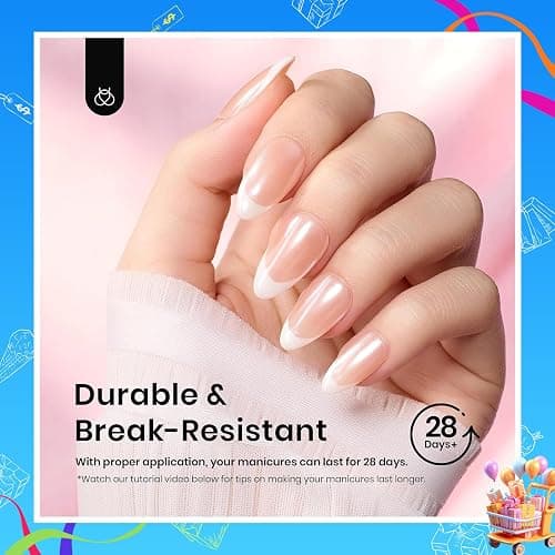 Beetles Short Almond Nail Tips: 12 Sizes 288 PCS Half Matte Full Cover Gel Tips Clear Acrylic Gel Nail Tips Almond Shape for DIY Extension thumbnail 4