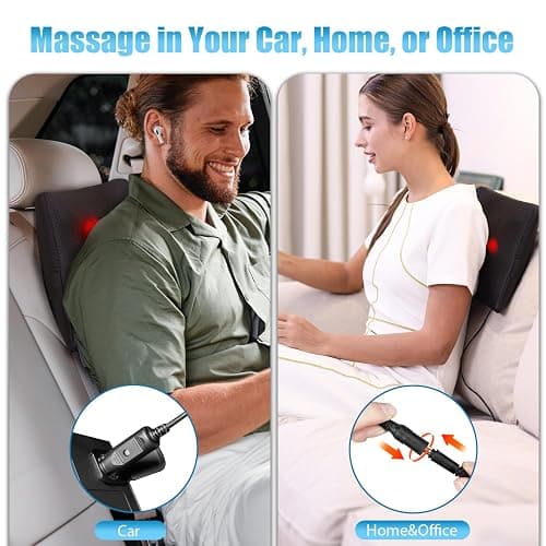 WOQQW Back Massager Neck Massage Pillow with Heat - Shiatsu Back Massager Present, Gifts for Women/Men/Mom/Dad - Deep Kneading Massage for Shoulder, Waist, Leg, Foot and Muscle - Glossy Black thumbnail 7