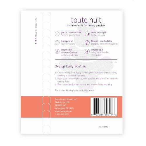 Toute Nuit Wrinkle Patches – Trial Pack – Face Tape for Forehead, Eyes & Mouth – Hypoallergenic Anti Wrinkle Patches – 54 Count, Made in USA thumbnail 4