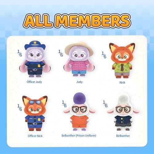 MINISO Disney Zootopia Soft Vinyl Plush Toy Blind Box Cute Mystery Animal Figurines, Collectible Surprise Gift Figure Model Random Design for Home Decor Birthday Gifts, Single Box thumbnail 4