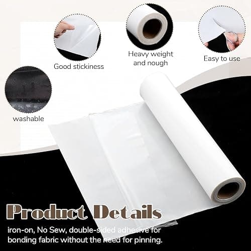 IANFAN Double Sided Iron on Adhesive Film, 11.8 x 15 Yards Light Weight Press-on Patch Heat Melt Fabric Glue Sheet Permanent Fusible Adhesive for Fabric Sewing and DIY Crafts thumbnail 3