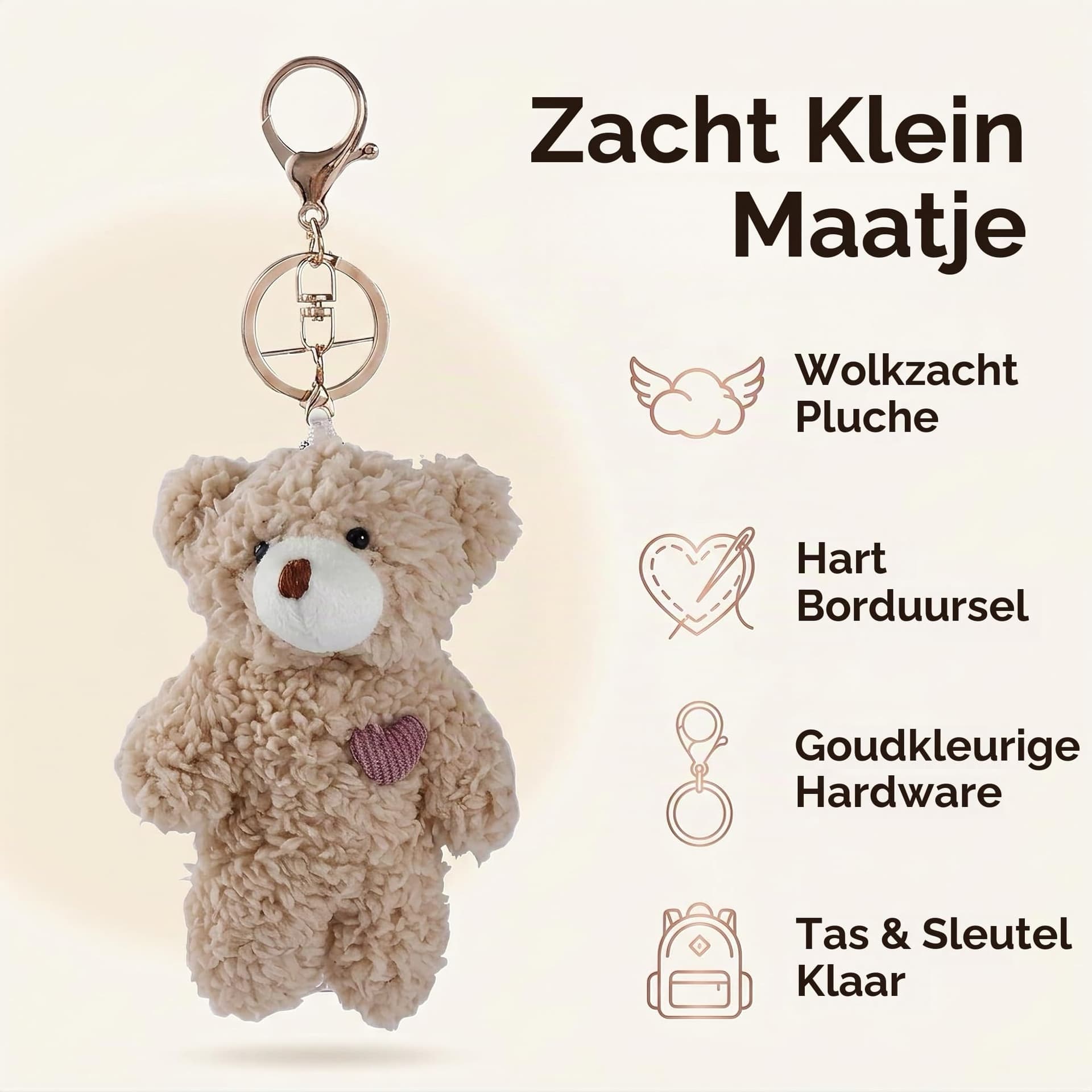 BWESOO Brown Bear Keychain, Stuffed Bag Pendant, Rabbit Keychain, DIY Trinket Dog Keychain Car Pink Heart Teddy Bears Car thumbnail 7