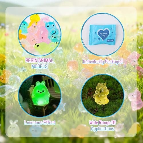 Mini Glow in The Dark Animal Resin Models,New Mystery Resin Animals Blind Bag,Mini Luminous Farm Ocean Figures,Animal Miniatures for Fairy Garden Accessories,Individually Wrapped Blind Bag(100PCS) thumbnail 4
