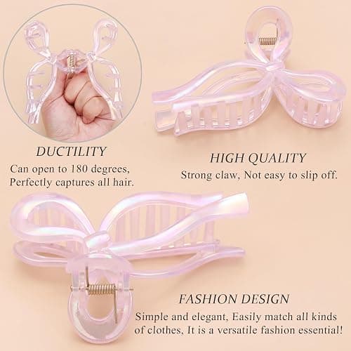 4 Pcs Bow Hair Clips Elegant Hair Claw Butterfly Hair Accessories for Girls Nonslip Butterfly Clips Hair Styling Accessories for Women thumbnail 3