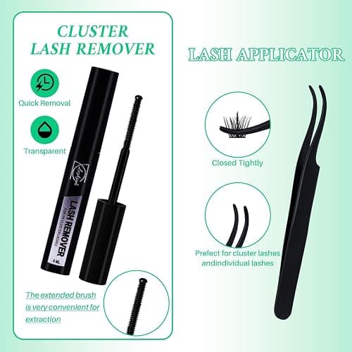 LASHSUN Lash Clusters Kit Wispy Eyelash Clusters 2304PCS Kit Cat Eye Kit Cluster Eyelash Extensions Pestañas Postizas Naturales DIY Lash At Home+Lash Bond and Seal,Remover,Tweezers thumbnail 6