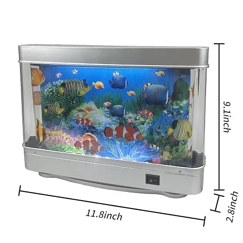 Tokenkuko Fake Fish Tank Mini Aquarium,Artificial Tropical Fish Decorative,Fake Aquarium Decorative Lamp,Aquarium Lights Motion Lamp Night Light with Moving Fish,Gift for Kids(US Plug) thumbnail 6
