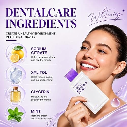 Purple Teeth Whitening Strips – V34 Color Correction, Teeth Whitening Strips for Brighter Smile, Helps Neutralize Yellow Tones, Gentle Whitening for Sensitive Teeth, 28 Strips (14 Treatments) thumbnail 2