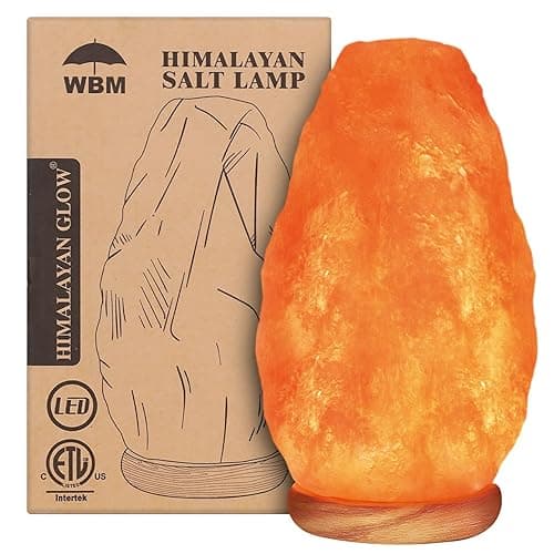 WBM Salt Lamp - USB Himalayan Salt Lamp with Touch Dimmer Control, Natural Pink Crystal, 5-7 lbs, Wooden Base, LED Bulb, Room Decor, Home Decor, Relaxation, Ambiance, Gift - Image 1