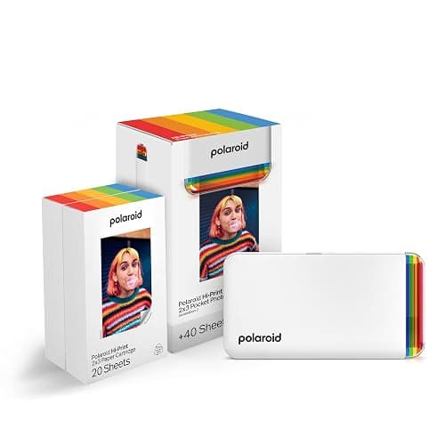 Polaroid Hi-Print + Paper Bundle - 2nd Generation Bluetooth Connected 2x3 Pocket Photo Dye-Sub Printer - White Printer + 40 Photos (6438) - Image 1