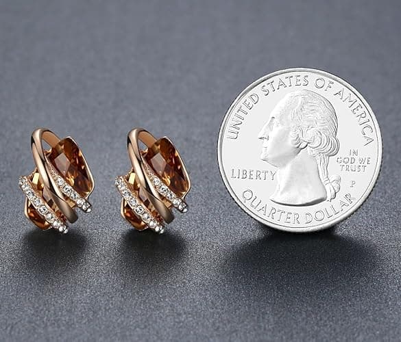 Leafael Wish Stone Stud Earrings with Birthstone Crystals, 18K Rose Gold Plated or Silver-tone thumbnail 3