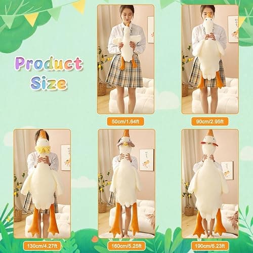 HPOSAN Goose Stuffed Animal Toy Cute Giant White Goose Stuffed Animal Duck Plush Super Soft Hugging (A:19.5 inch) thumbnail 3