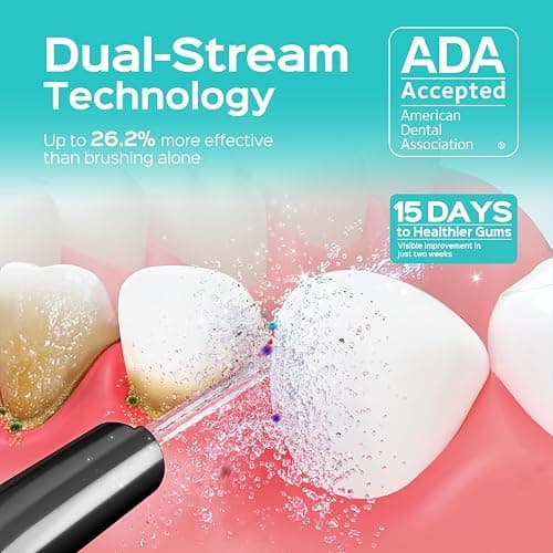 COSLUS ADA Accepted C50 Water Dental Flosser, 4 Modes 5 Intensity Levels | Professional Water Teeth Pick for Braces, Orthodontics & Sensitive Gums, Compact Cordless for Family Home Travel, Black thumbnail 3