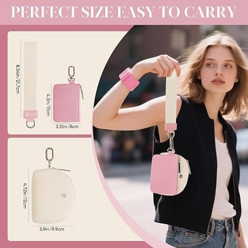KeyChain Wallet Wristlet Wallets For Women Mini Zip Dual Pouch Wristlet thumbnail 2