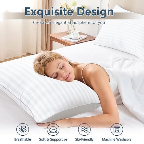 CozyLux Pillows Standard Size Set of 4, Cooling Hotel Quality Bed Pillows with Premium Soft Down Alternative Fill for Side Back and Stomach Sleepers - 4 Pack, Standard, 18x26 Inches thumbnail 3