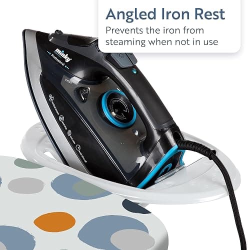 Minky Marine Ironing Board with 114 x 38cm Ironing Surface, Angled Iron Rest, Iron Board with Adjustable Height up to 94cm & Non-Slip Feet, Foldable, Made in the UK thumbnail 3