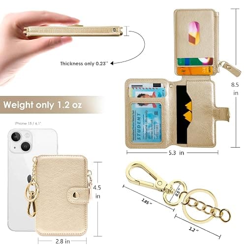 Penekin Keychain wallet, Rfid Blocking Credit Card Holder Leather, Zipper Card Case for Women thumbnail 2