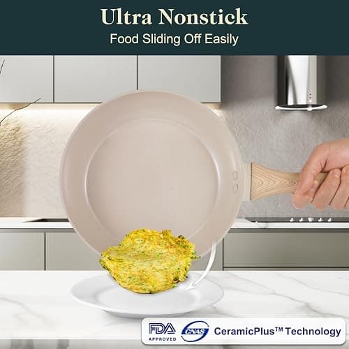 M MELENTA Pots and Pans Set Non Stick, 11 Piece Cream Ceramic Cookware Set | Compact Nonstick Kitchen Cooking Set, Induction Cookware, Non Toxic Cookware, PTFE, PFOA & PFAS Free, Beginner-Friendly thumbnail 4