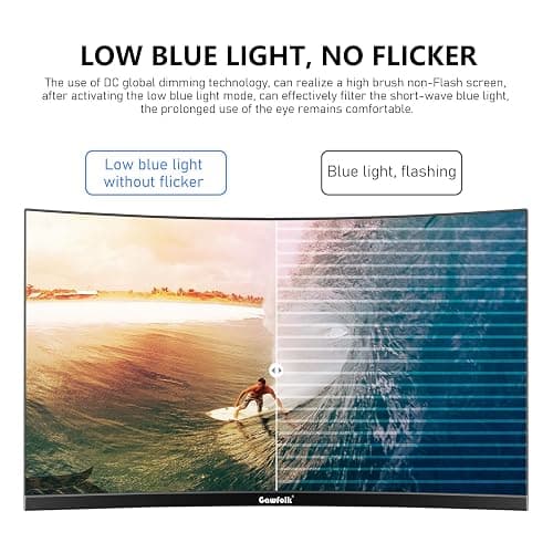 Gawfolk 24.5 Inch Gaming Curved Monitor Built-in Speakers, 3000R 120Hz PC Screen Full HD 1080P, HDMI 2.0, VGA, Wall Mount Compatible 75 * 75mm thumbnail 5