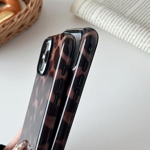 Longlayss Compatible with iPhone 17 Pro Max Case Tortoise Shell Phone Case for Women Girl Shockproof TPU and Hard PC Protective Cover - Amber Brown Leopard thumbnail 7