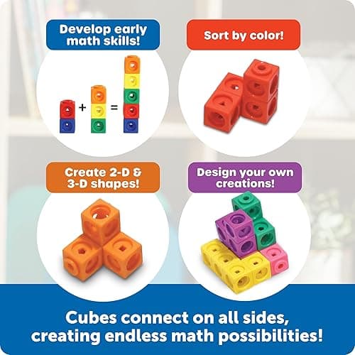 Learning Resources MathLink Cubes - Classroom Must Haves, Preschool Learning Activities, Teacher School Supplies, Building Blocks, Math Manipulatives, Homeschool Games, Back to School thumbnail 5