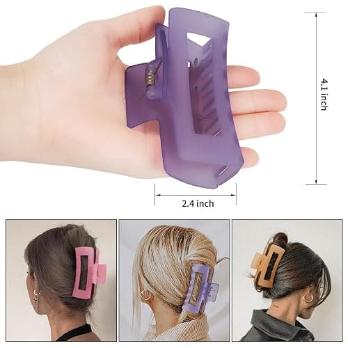 Sisiaipu 4 Inch Big Hair Claw Clips 6 Pcs Large Claw for Thick Hair Square Hair Clips for Women Rectangle Hair Clips Nonslip Acrylic Banana Jaw Clips Hair Accessories for Girls (Ice Cream) thumbnail 3