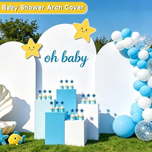 Hemmotop Stretchy White Arch Backdrop Cover Set of 3-7.2ft, 6.6ft, 6ft | Wrinkle-Free, Double-Sided, Spandex, for Wedding, Birthday, Baby Shower, Graduation Party, Reusable for Balloon Arches thumbnail 6