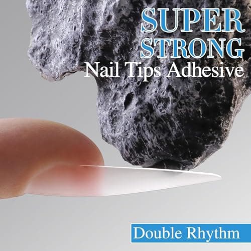 Double Rhythm 2 Pcs 0.5Oz Nail Glue Gel Set for False Acrylic Nail Tips and Press on Nails Gel Nail Polish Kit Nail Art Salon DIY Lamp Needed (Glue Clear) thumbnail 3